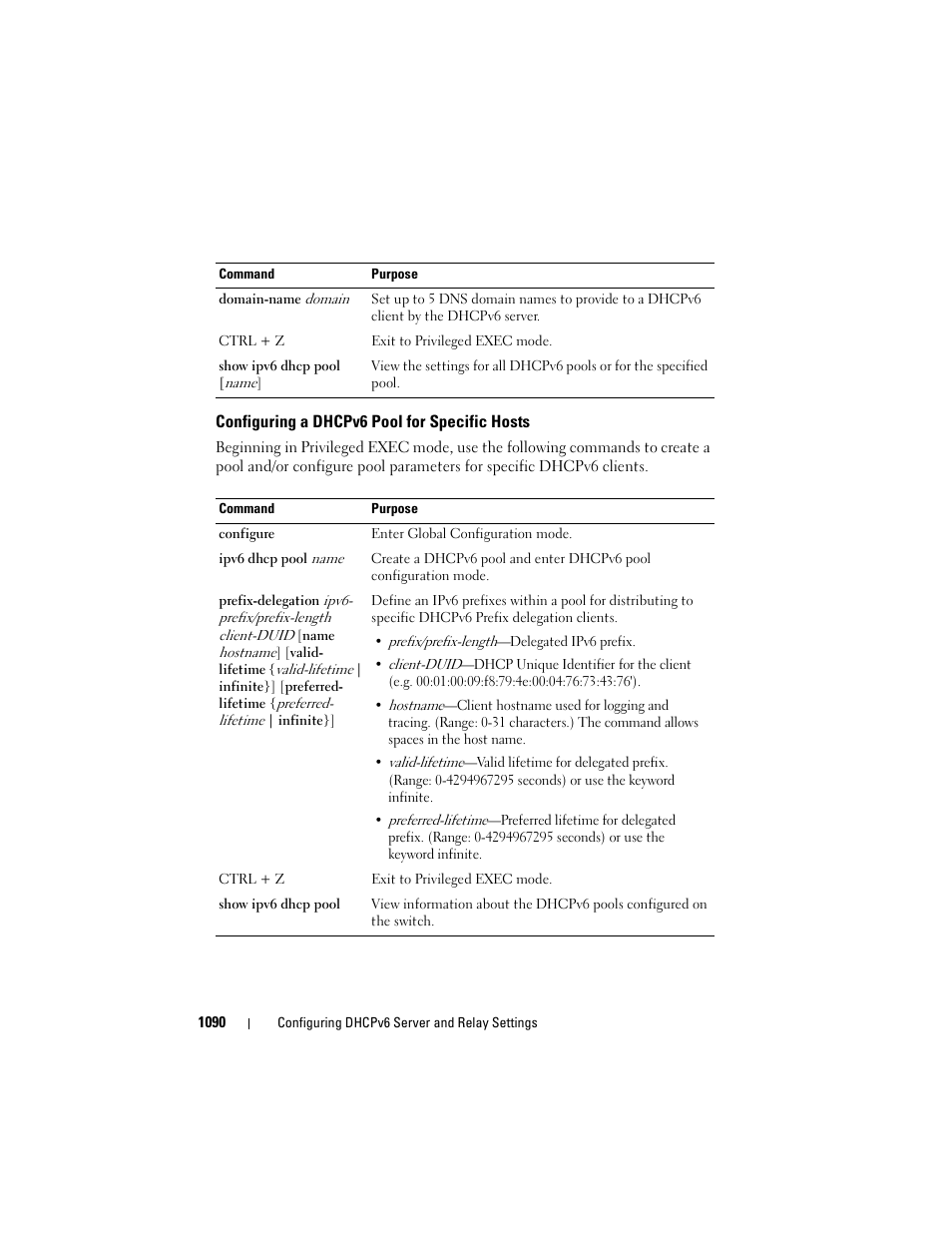 Configuring a dhcpv6 pool for specific hosts, Configuring a dhcpv6 pool for specific, Hosts | Dell POWEREDGE M1000E User Manual | Page 1090 / 1246