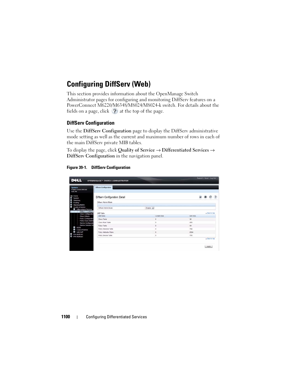 Configuring diffserv (web), Diffserv configuration | Dell POWEREDGE M1000E User Manual | Page 1100 / 1246