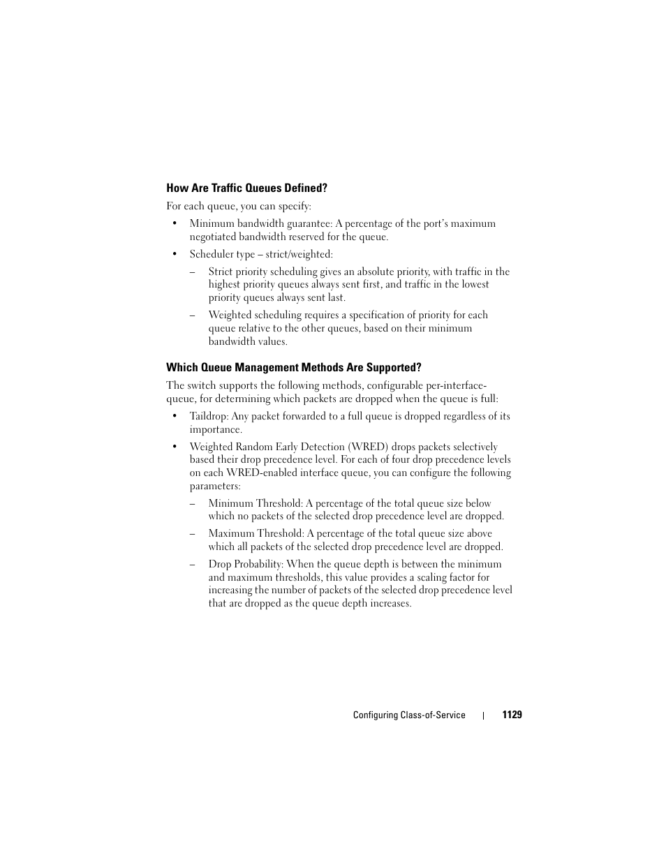 How are traffic queues defined, Which queue management methods are supported, Which queue management methods are | Supported | Dell POWEREDGE M1000E User Manual | Page 1129 / 1246