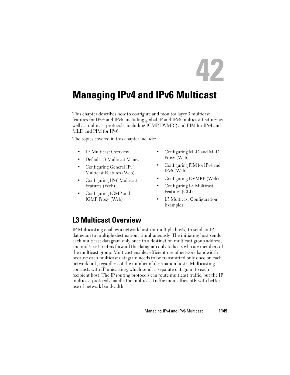 Managing ipv4 and ipv6 multicast, L3 multicast overview, E "managing ipv4 and | Dell POWEREDGE M1000E User Manual | Page 1149 / 1246