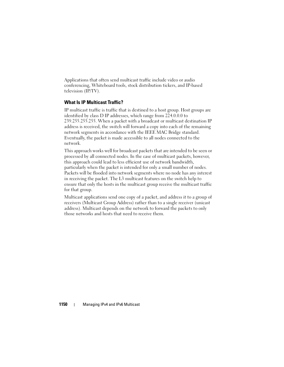 What is ip multicast traffic | Dell POWEREDGE M1000E User Manual | Page 1150 / 1246