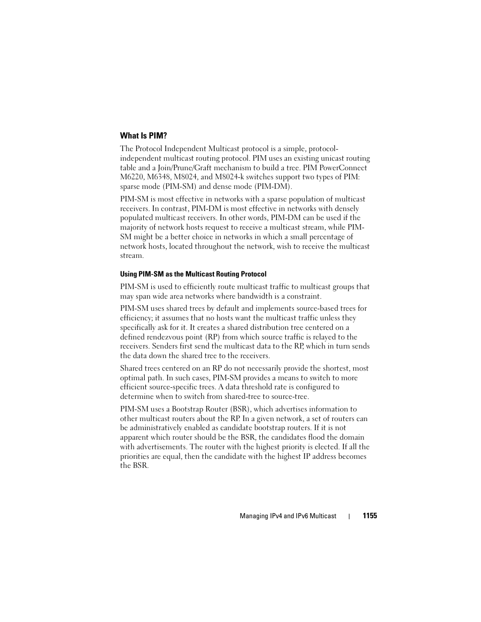 What is pim, E "using pim-sm as the multicast routing | Dell POWEREDGE M1000E User Manual | Page 1155 / 1246