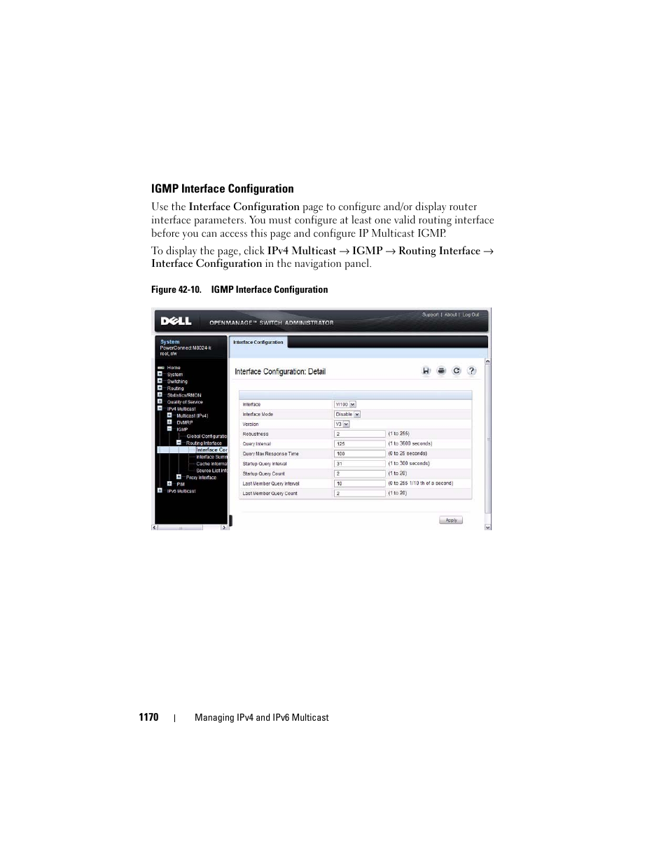 Igmp interface configuration | Dell POWEREDGE M1000E User Manual | Page 1170 / 1246