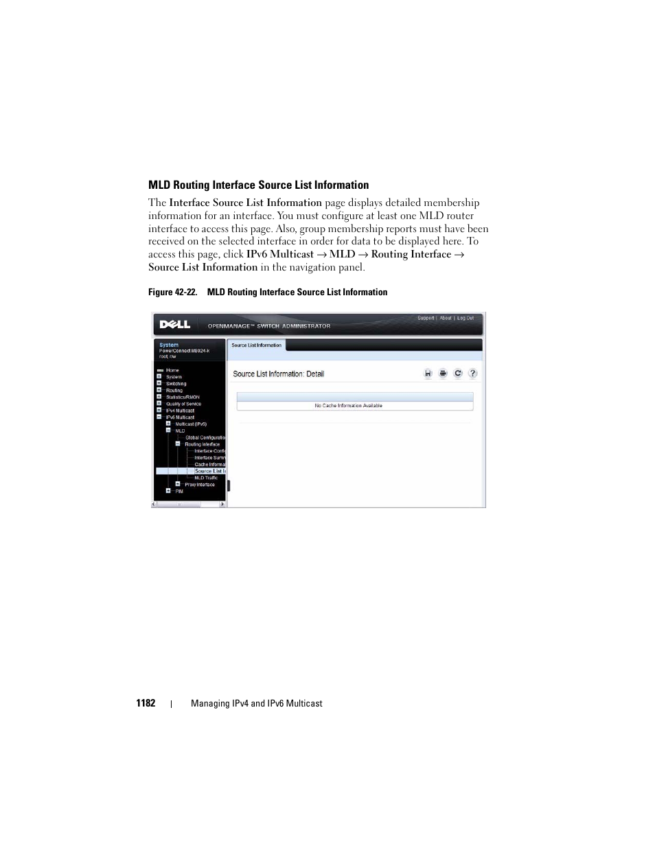 Mld routing interface source list information, Mld routing interface source list, Information | Dell POWEREDGE M1000E User Manual | Page 1182 / 1246