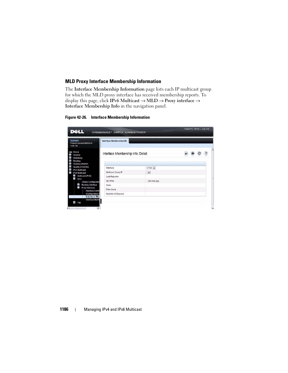 Mld proxy interface membership information, Mld proxy interface membership, Information | Dell POWEREDGE M1000E User Manual | Page 1186 / 1246