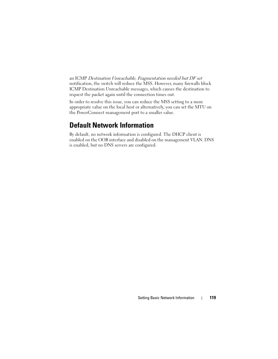 Default network information | Dell POWEREDGE M1000E User Manual | Page 119 / 1246