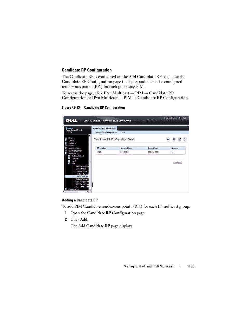 Candidate rp configuration | Dell POWEREDGE M1000E User Manual | Page 1193 / 1246