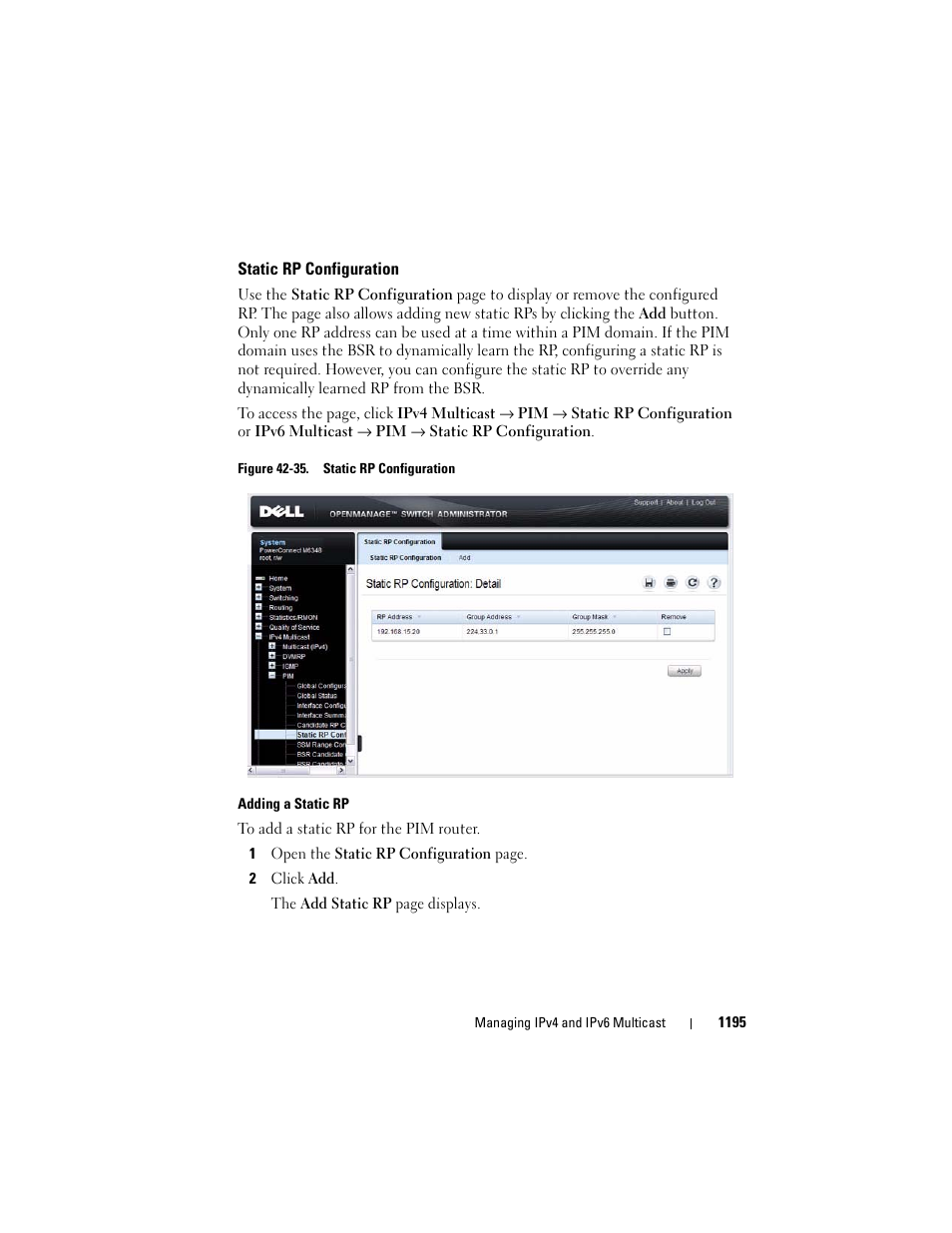 Static rp configuration | Dell POWEREDGE M1000E User Manual | Page 1195 / 1246