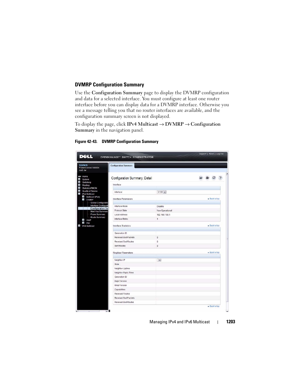 Dvmrp configuration summary | Dell POWEREDGE M1000E User Manual | Page 1203 / 1246