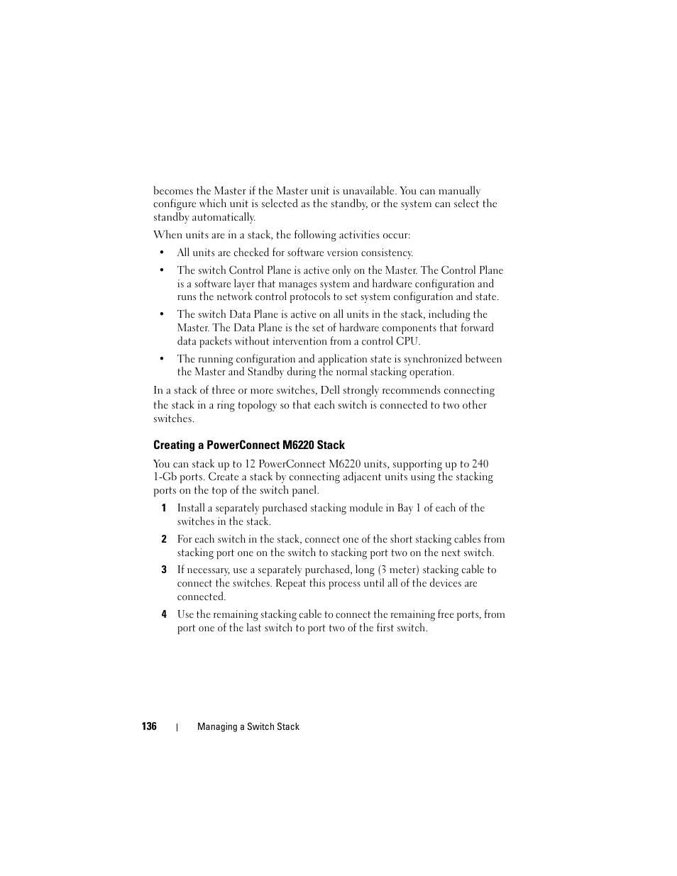 Creating a powerconnect m6220 stack | Dell POWEREDGE M1000E User Manual | Page 136 / 1246