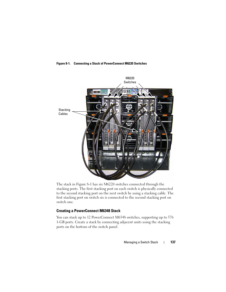 Creating a powerconnect m6348 stack | Dell POWEREDGE M1000E User Manual | Page 137 / 1246