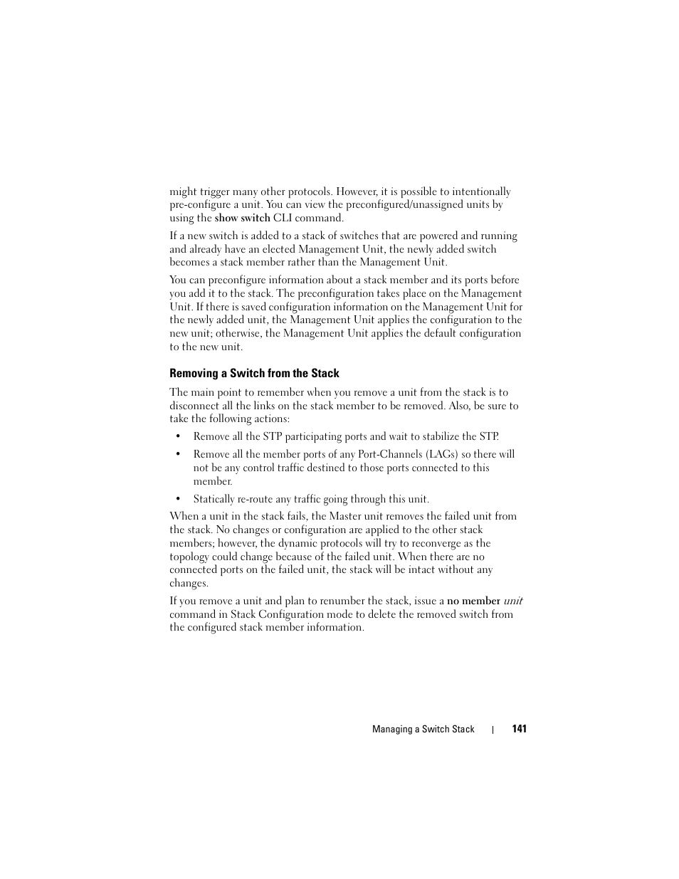 Removing a switch from the stack | Dell POWEREDGE M1000E User Manual | Page 141 / 1246