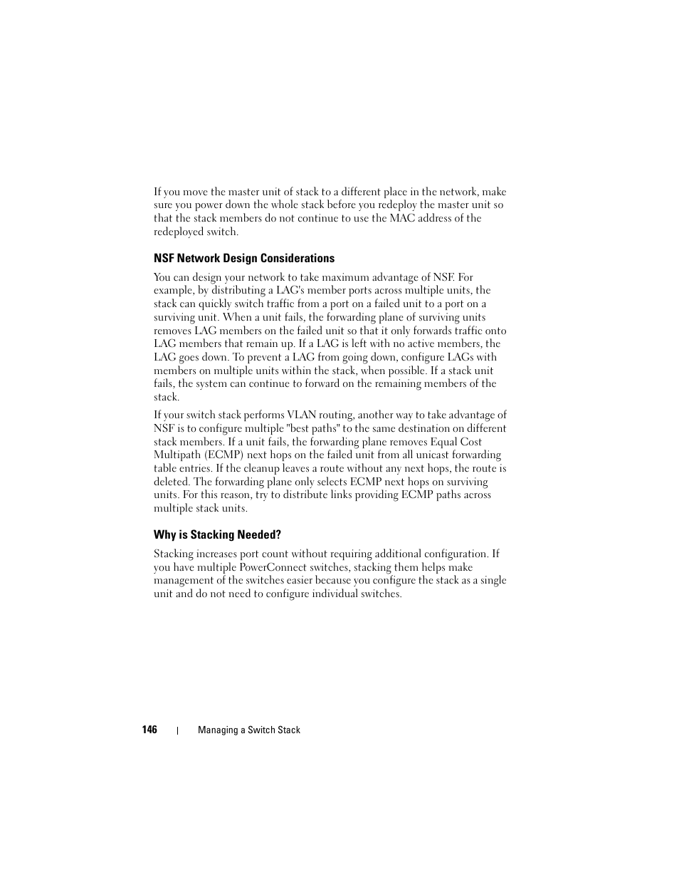 Nsf network design considerations, Why is stacking needed | Dell POWEREDGE M1000E User Manual | Page 146 / 1246