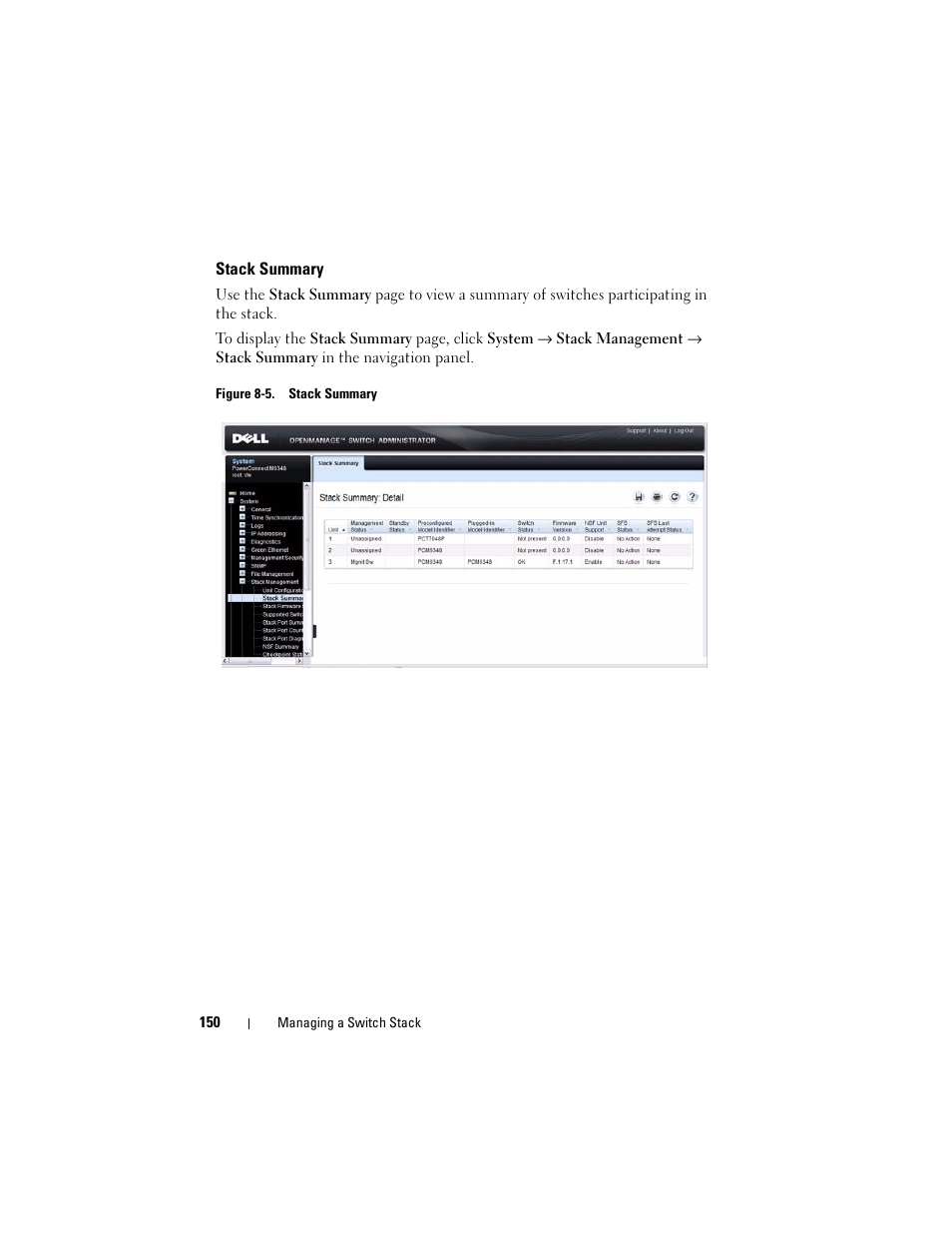 Stack summary | Dell POWEREDGE M1000E User Manual | Page 150 / 1246