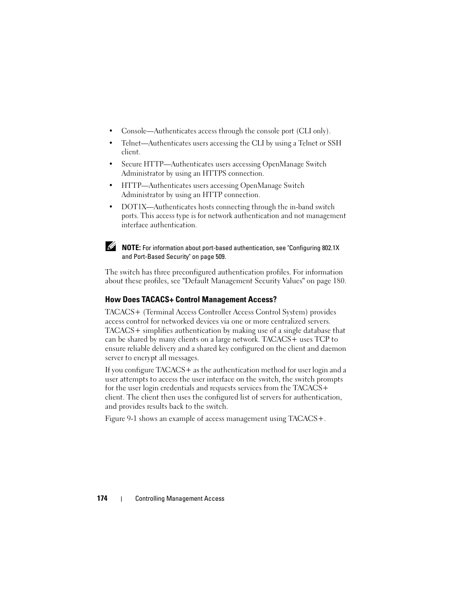 How does tacacs+ control management access, How does tacacs+ control management, Access | Dell POWEREDGE M1000E User Manual | Page 174 / 1246