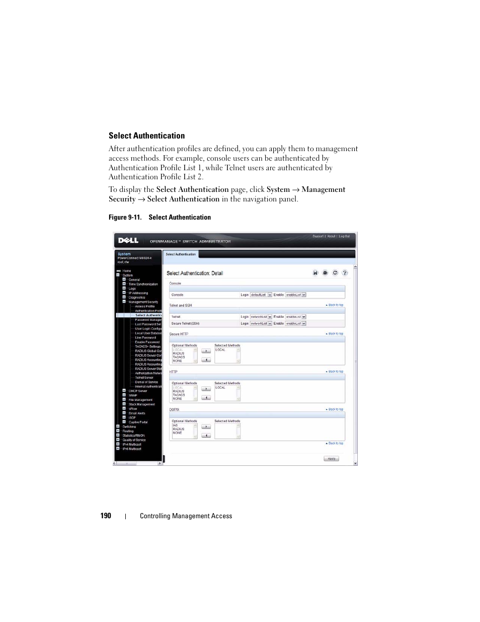 Select authentication | Dell POWEREDGE M1000E User Manual | Page 190 / 1246