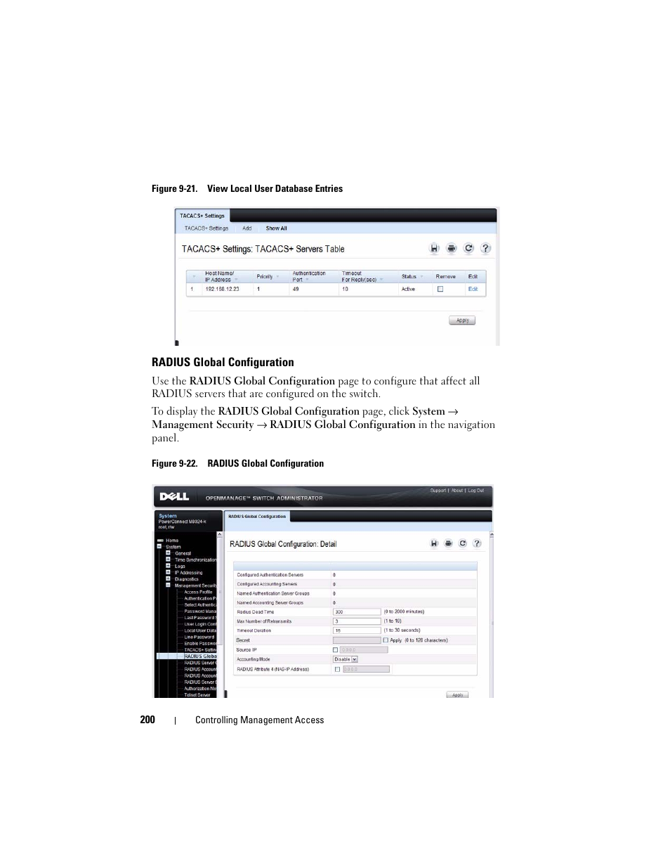 Radius global configuration | Dell POWEREDGE M1000E User Manual | Page 200 / 1246