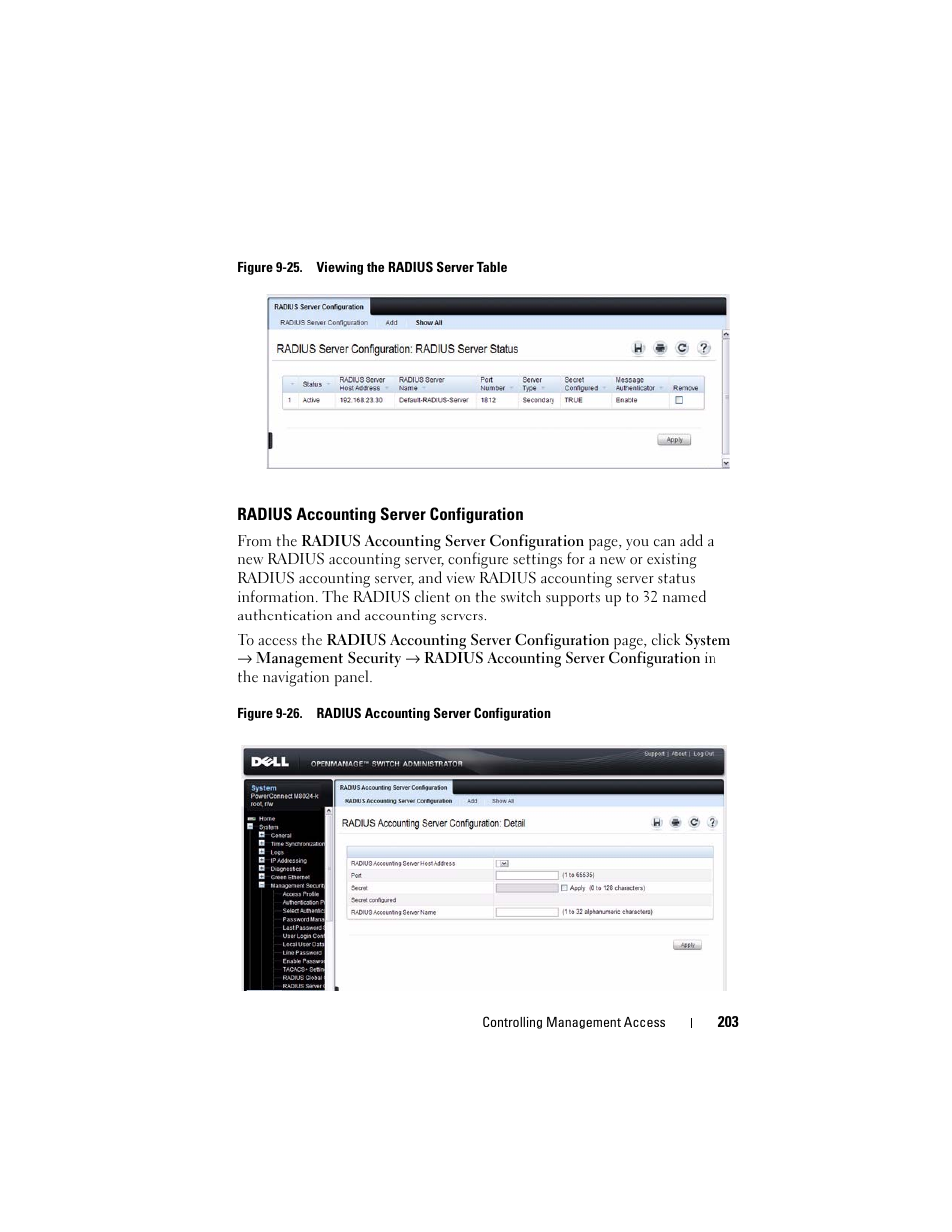 Radius accounting server configuration | Dell POWEREDGE M1000E User Manual | Page 203 / 1246