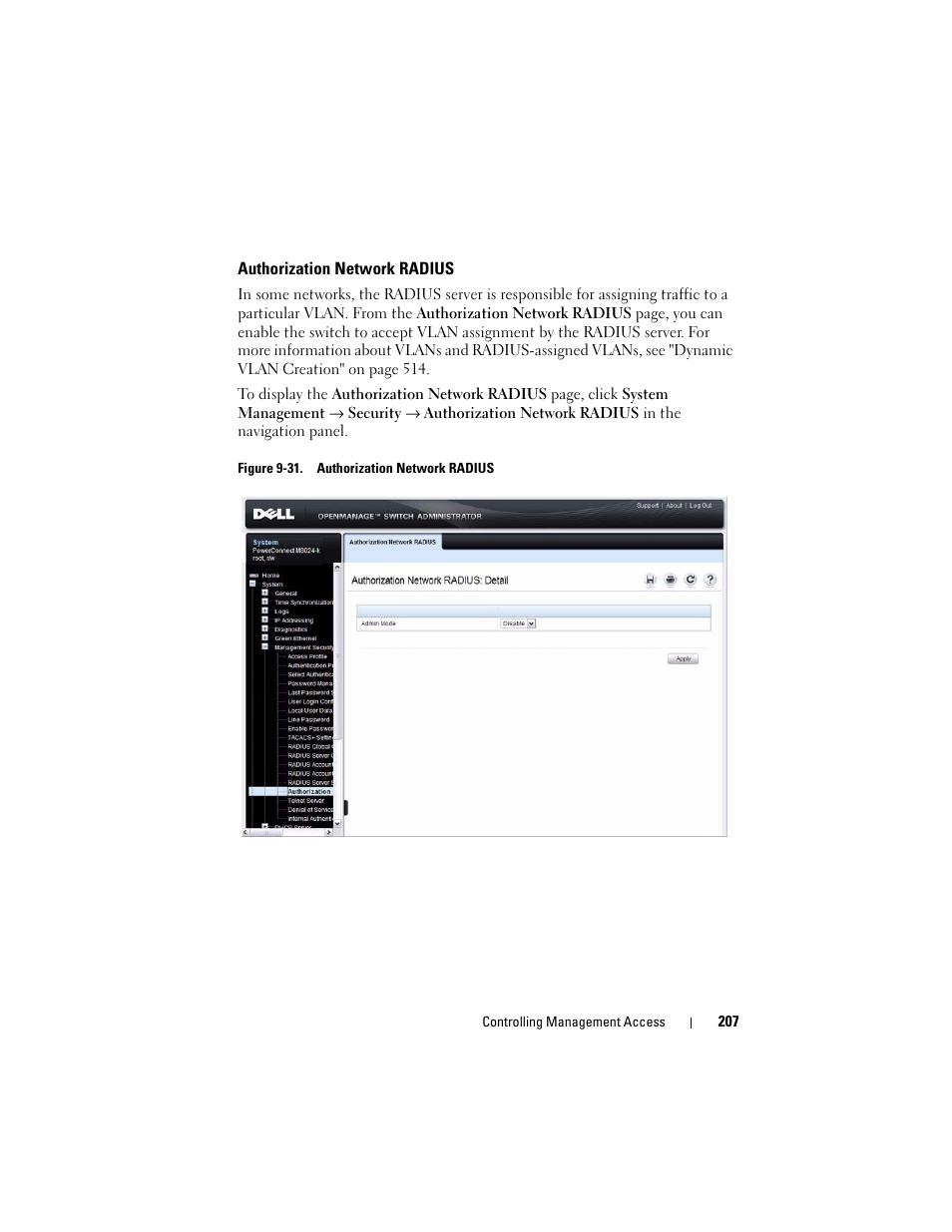 Authorization network radius | Dell POWEREDGE M1000E User Manual | Page 207 / 1246