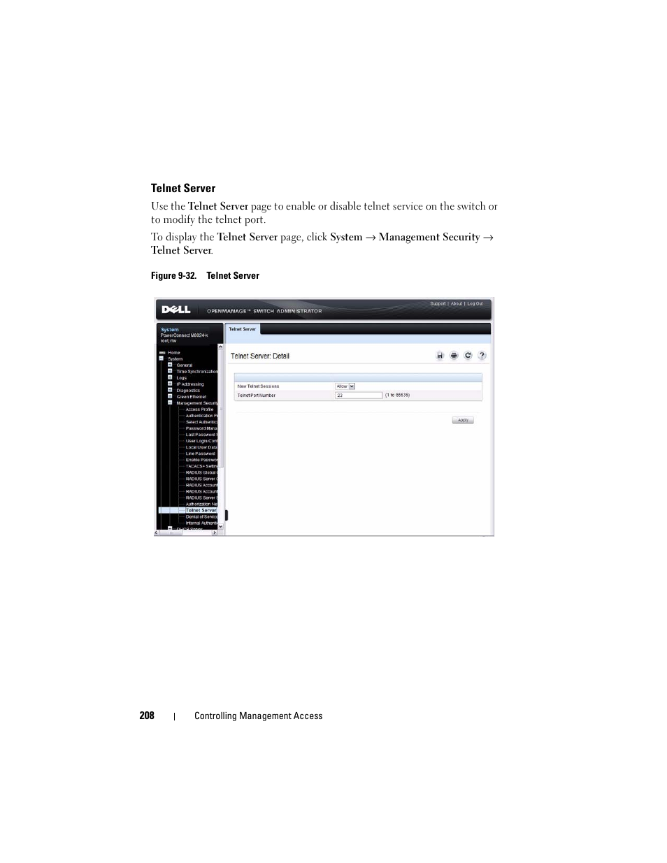 Telnet server | Dell POWEREDGE M1000E User Manual | Page 208 / 1246