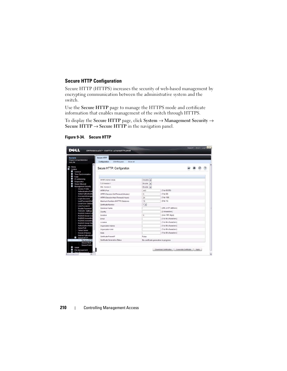 Secure http configuration | Dell POWEREDGE M1000E User Manual | Page 210 / 1246