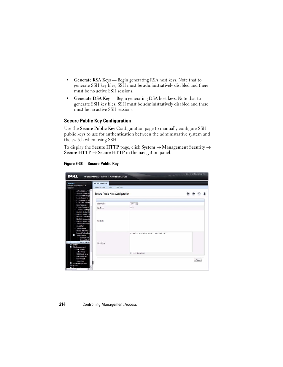 Secure public key configuration | Dell POWEREDGE M1000E User Manual | Page 214 / 1246