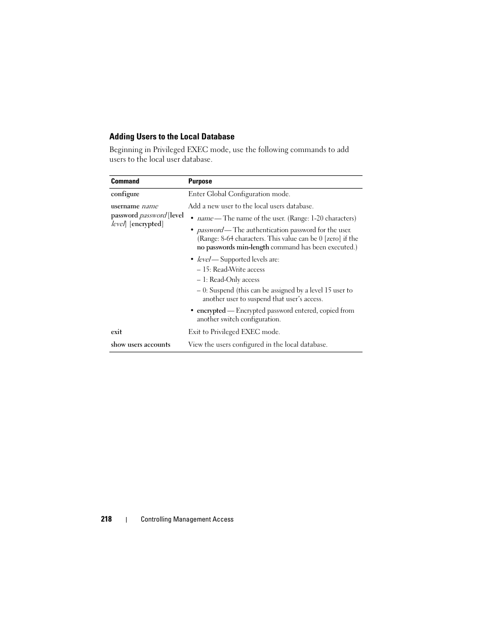 Adding users to the local database | Dell POWEREDGE M1000E User Manual | Page 218 / 1246