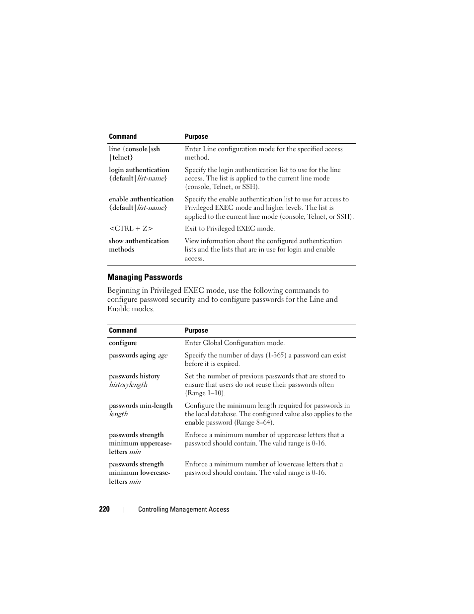 Managing passwords | Dell POWEREDGE M1000E User Manual | Page 220 / 1246