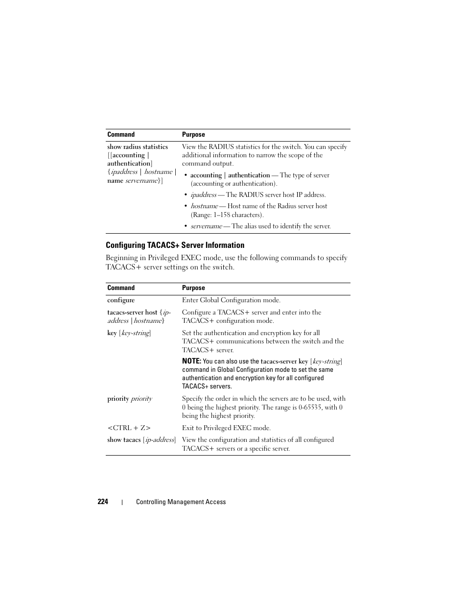 Configuring tacacs+ server information | Dell POWEREDGE M1000E User Manual | Page 224 / 1246