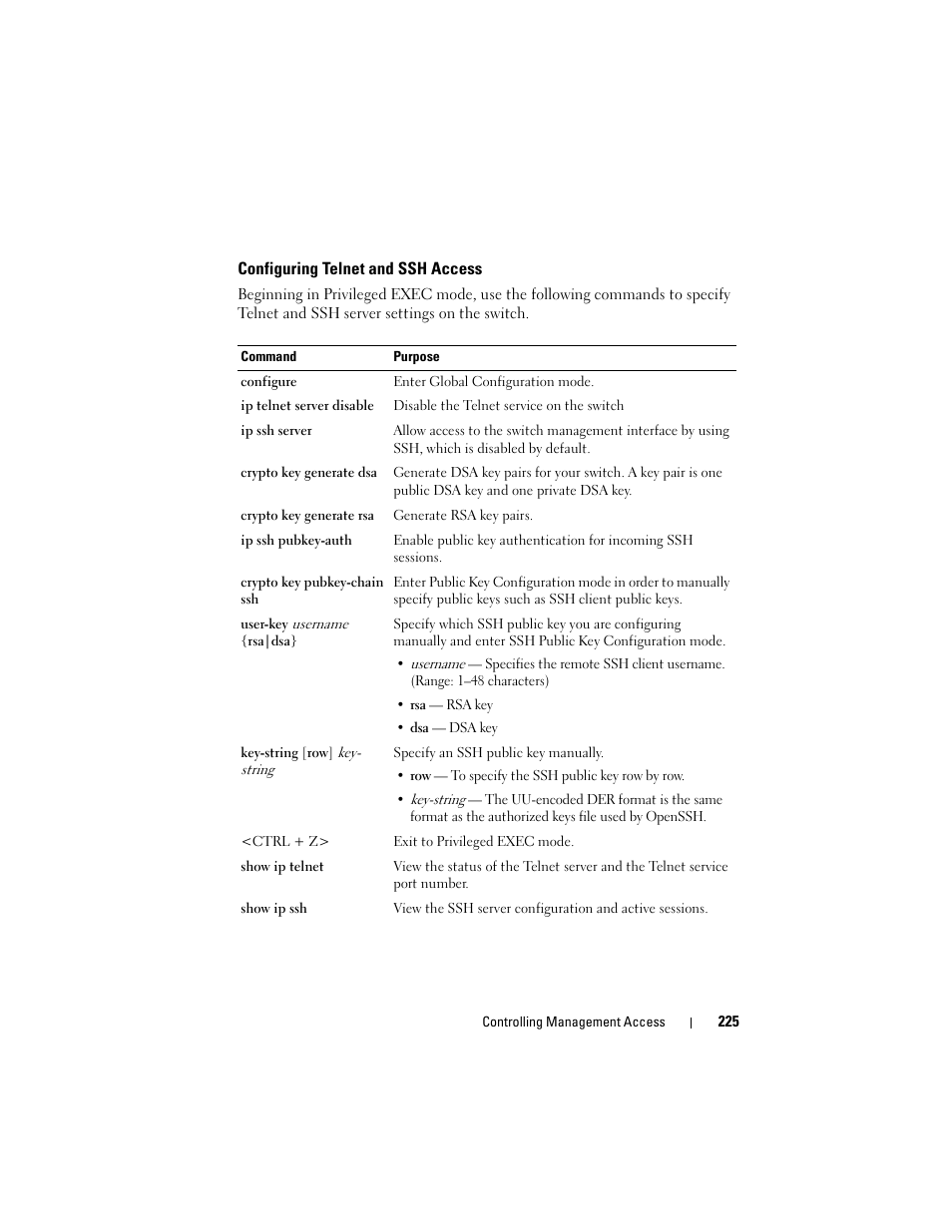 Configuring telnet and ssh access | Dell POWEREDGE M1000E User Manual | Page 225 / 1246