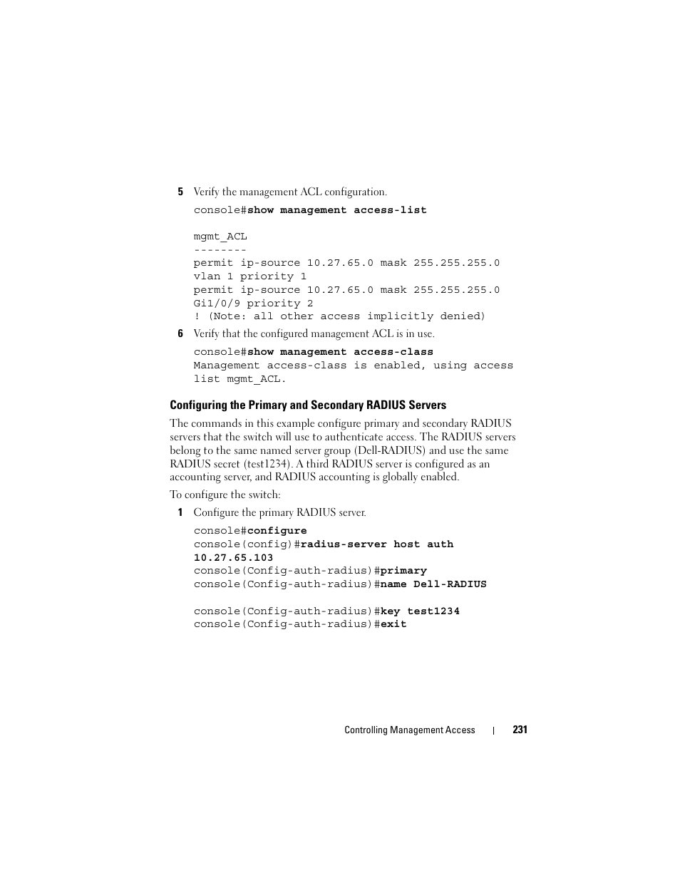 Configuring the primary and secondary, Radius servers | Dell POWEREDGE M1000E User Manual | Page 231 / 1246