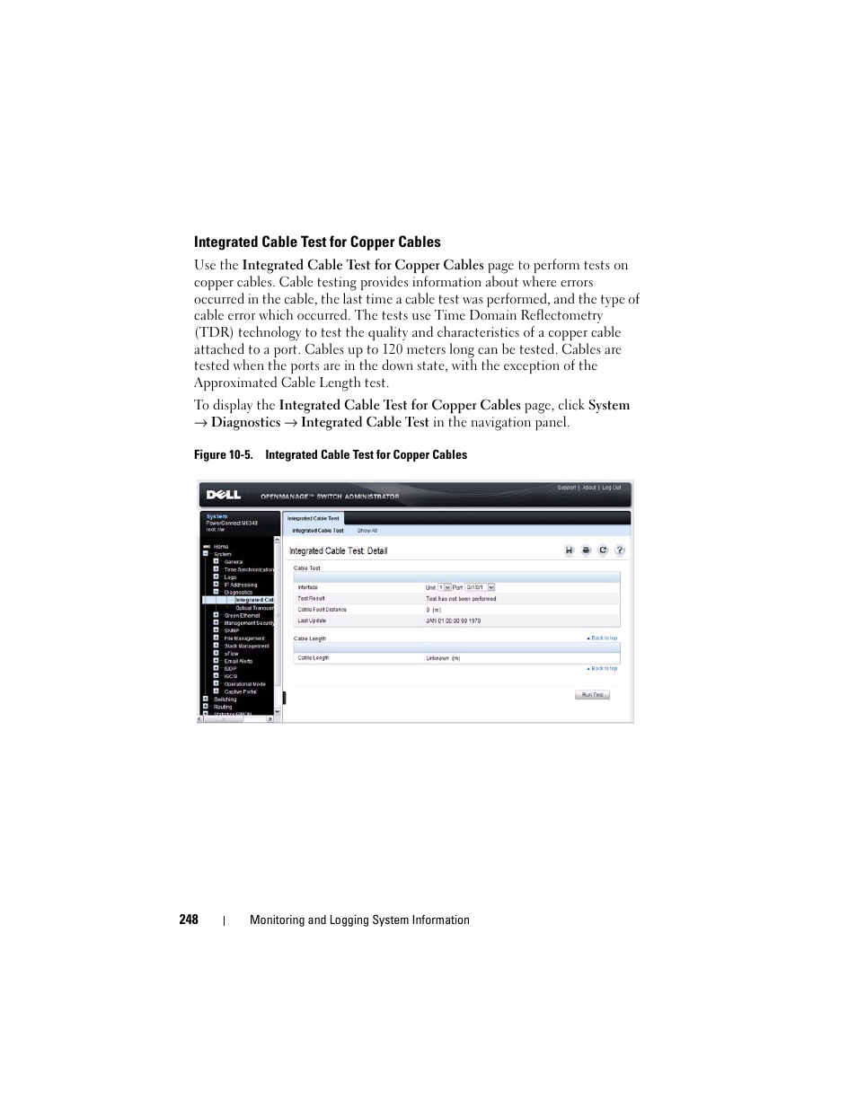 Integrated cable test for copper cables | Dell POWEREDGE M1000E User Manual | Page 248 / 1246