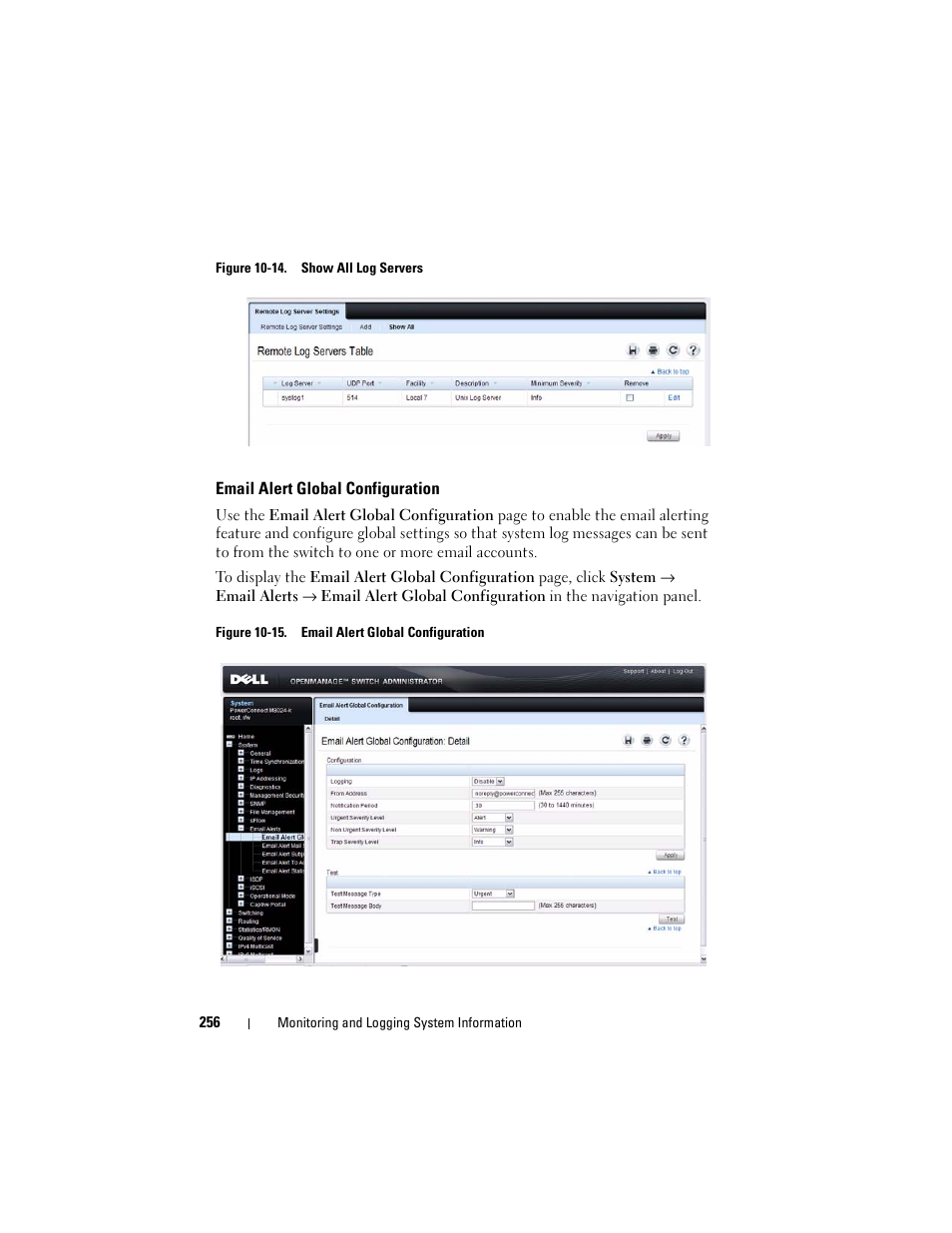 Email alert global configuration | Dell POWEREDGE M1000E User Manual | Page 256 / 1246