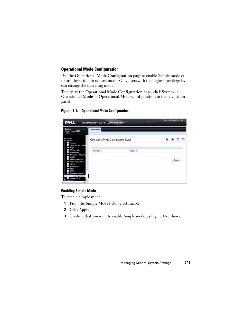 Operational mode configuration | Dell POWEREDGE M1000E User Manual | Page 291 / 1246