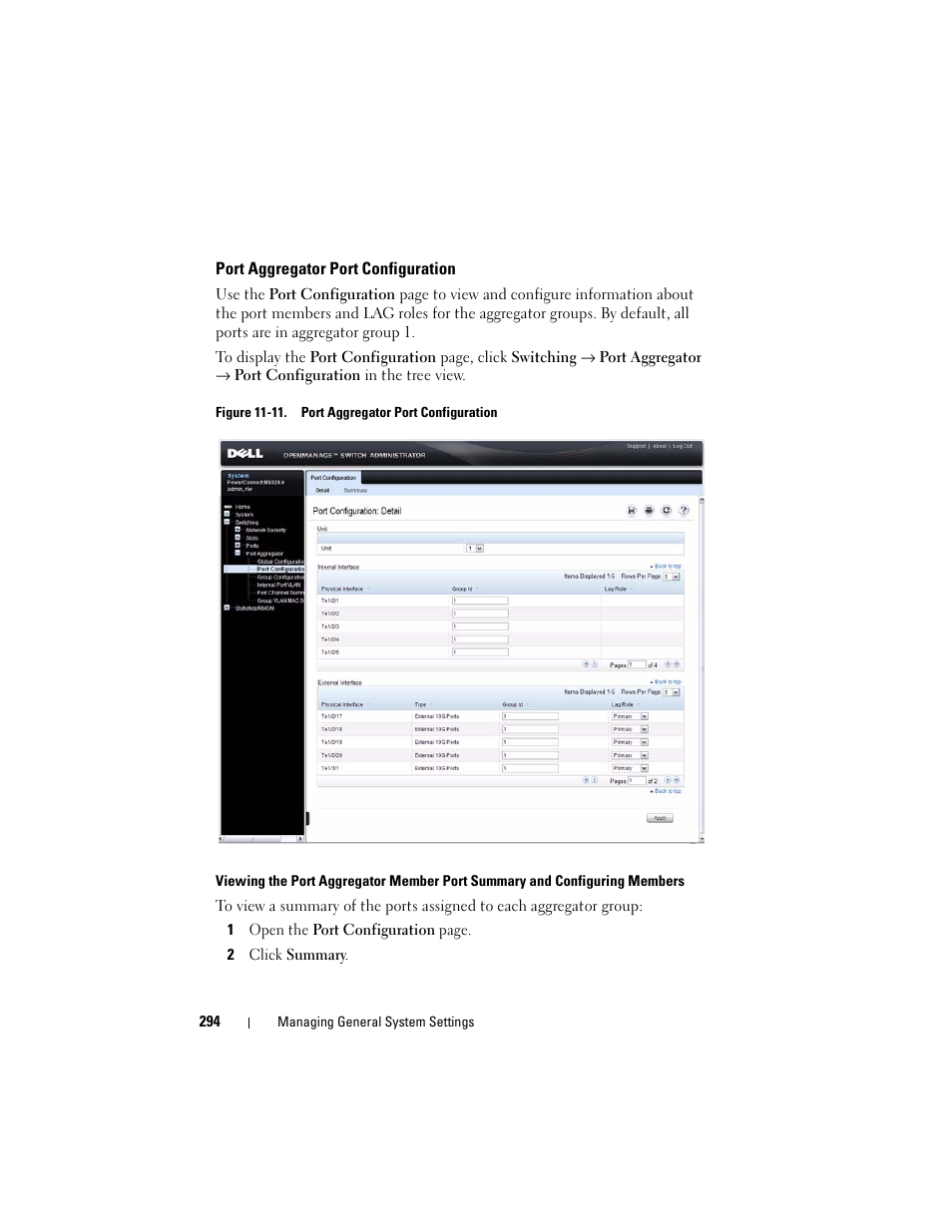 Port aggregator port configuration | Dell POWEREDGE M1000E User Manual | Page 294 / 1246