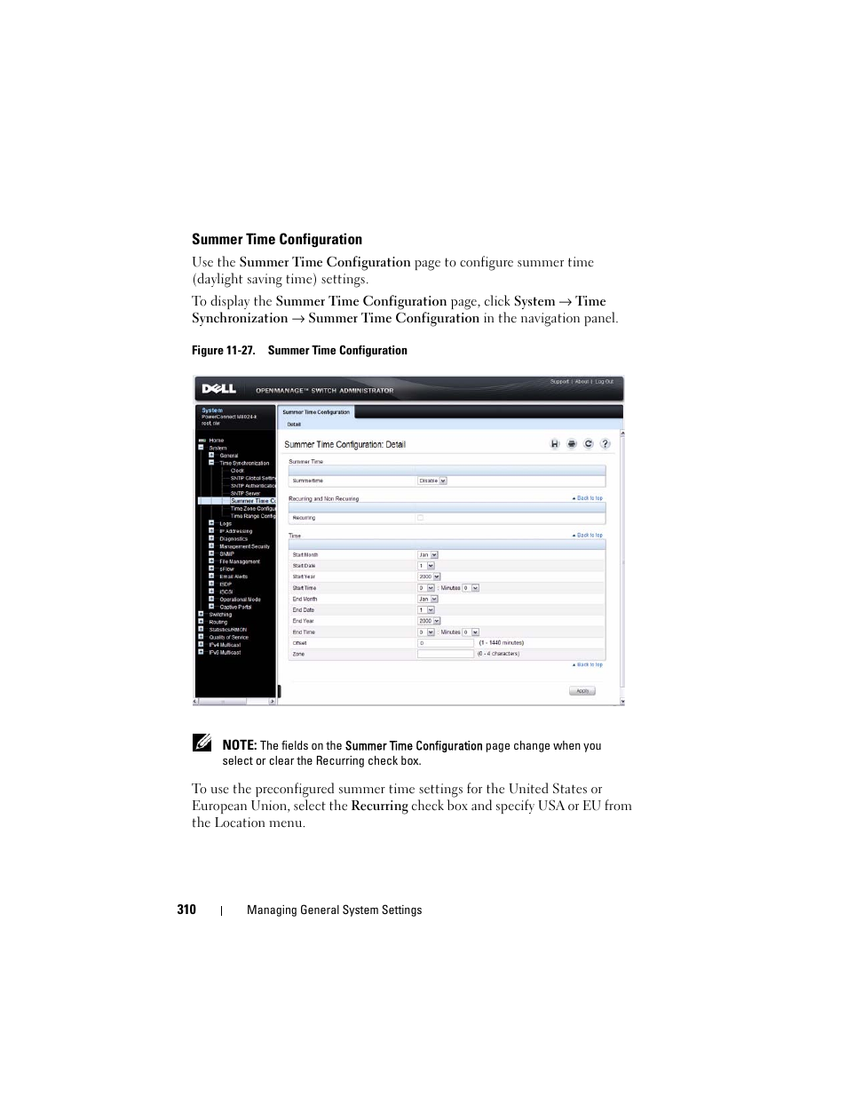 Summer time configuration | Dell POWEREDGE M1000E User Manual | Page 310 / 1246