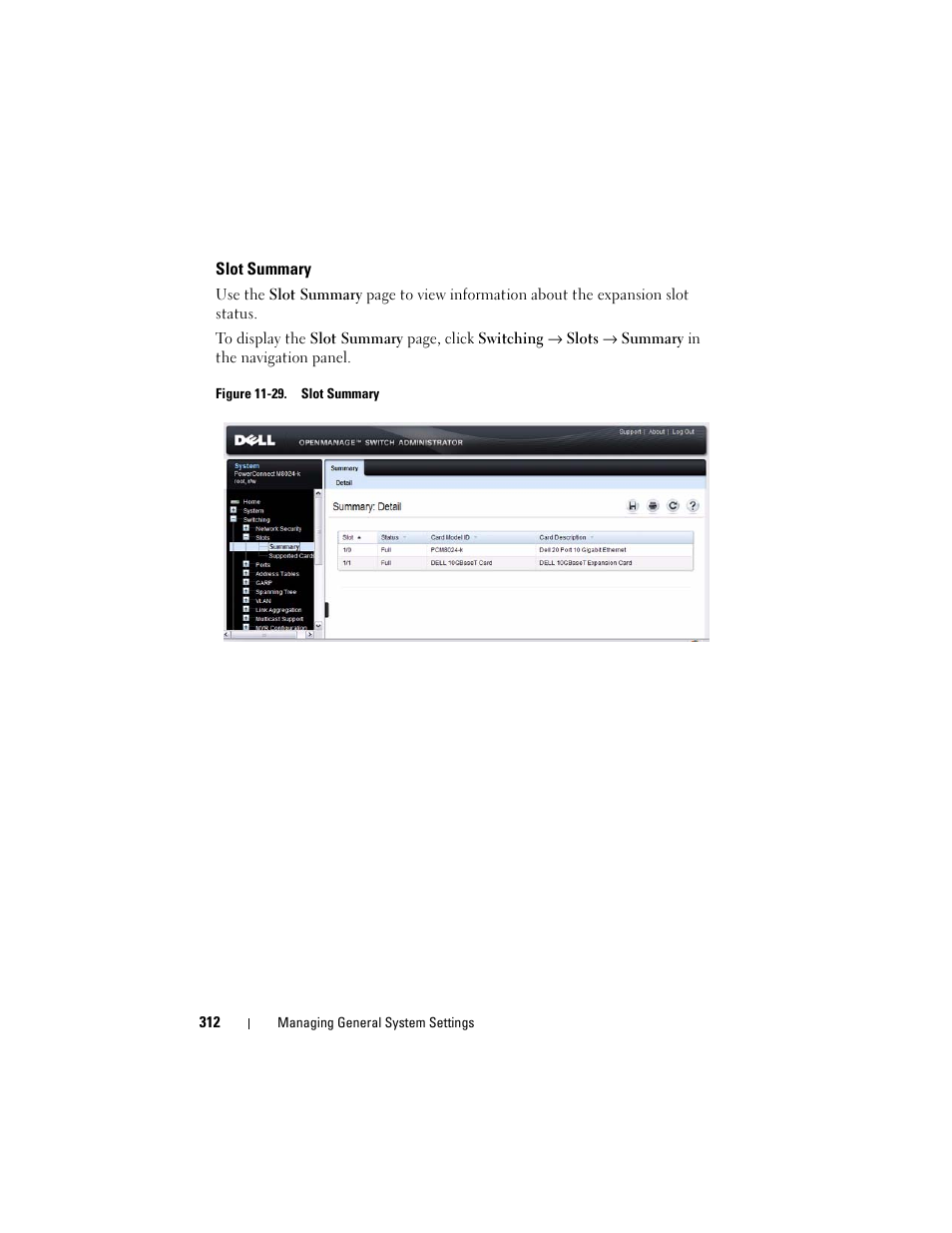 Slot summary | Dell POWEREDGE M1000E User Manual | Page 312 / 1246