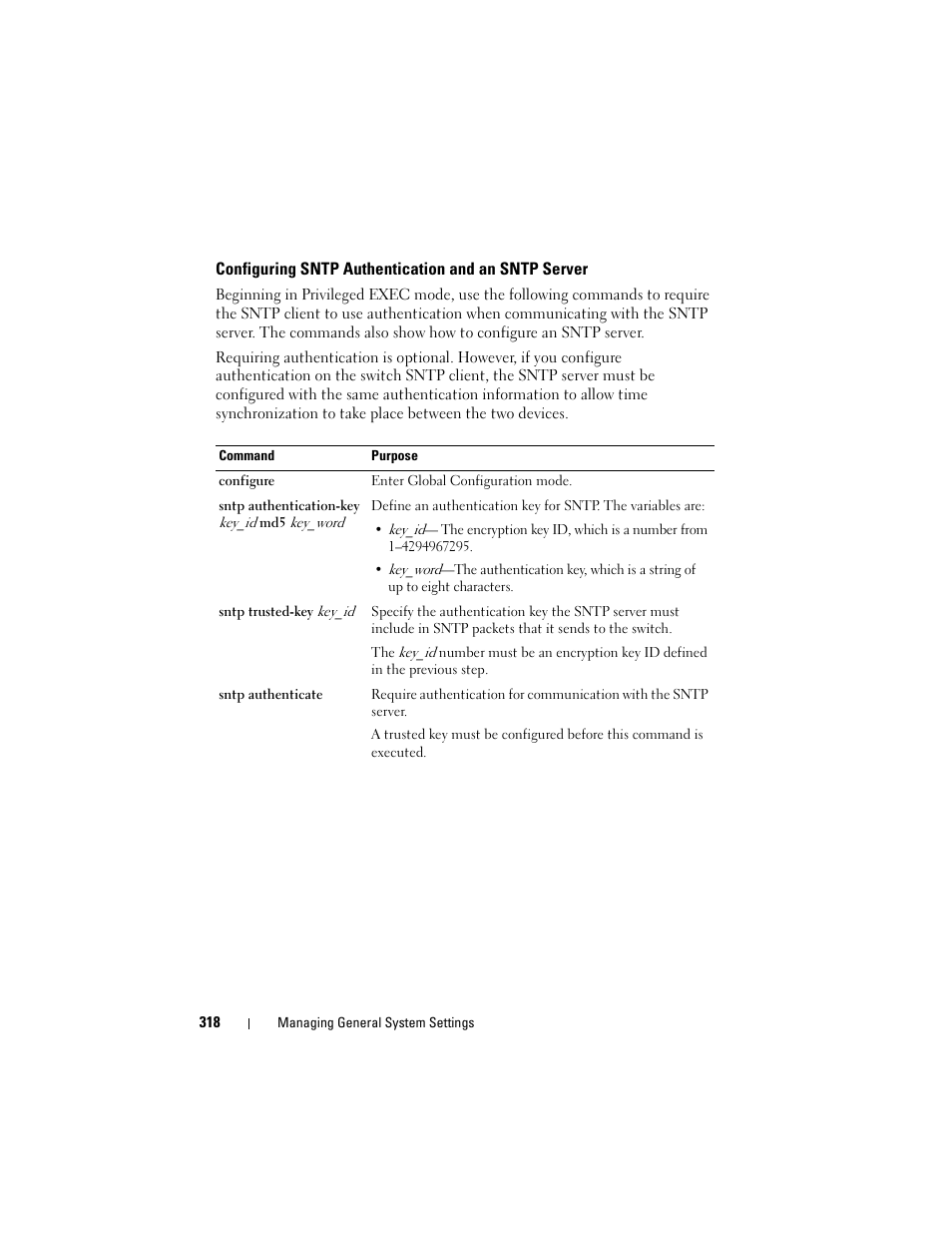 Configuring sntp authentication and an sntp server, Configuring sntp authentication and an, Sntp server | Dell POWEREDGE M1000E User Manual | Page 318 / 1246