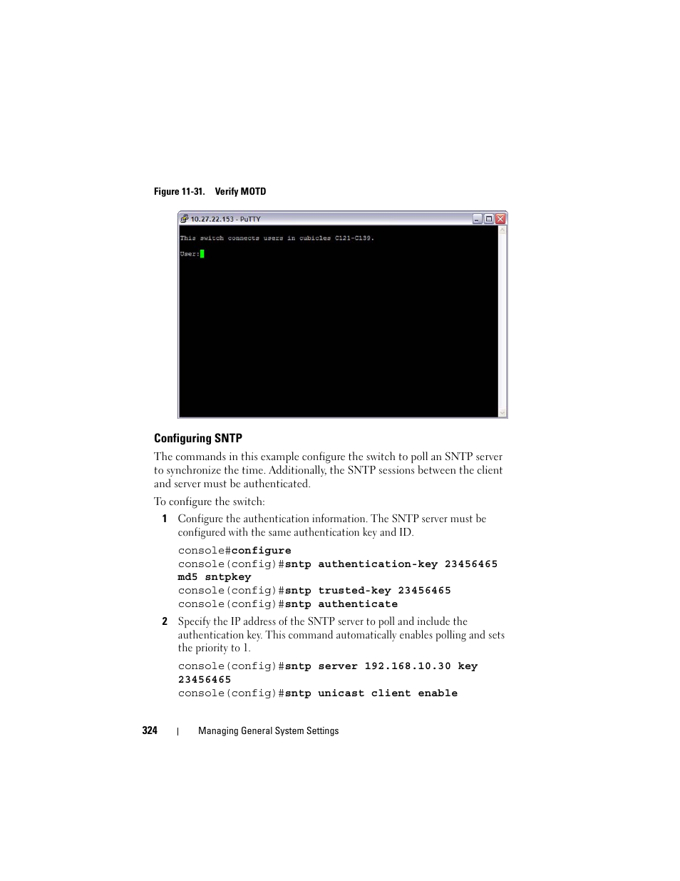 Configuring sntp | Dell POWEREDGE M1000E User Manual | Page 324 / 1246