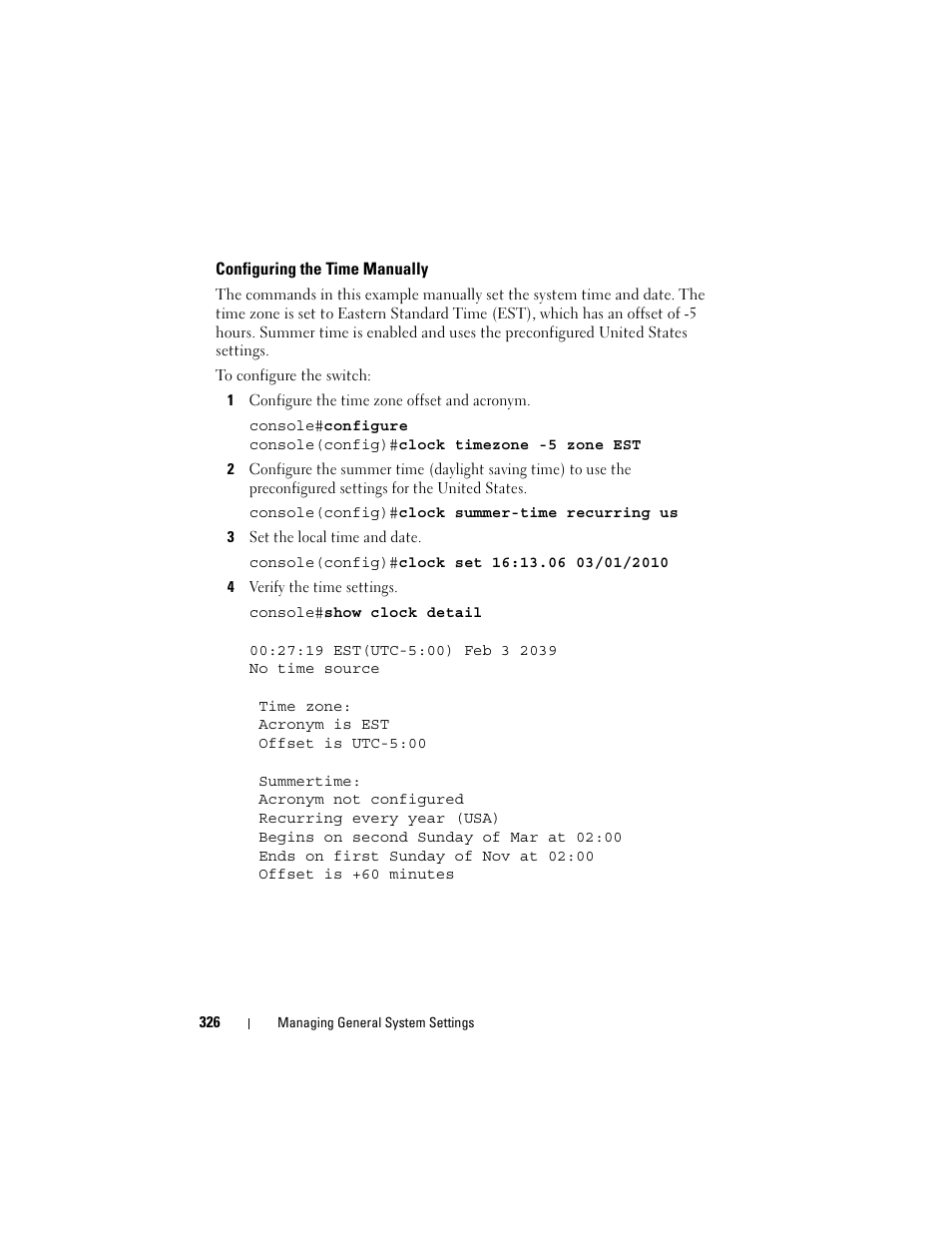 Configuring the time manually | Dell POWEREDGE M1000E User Manual | Page 326 / 1246