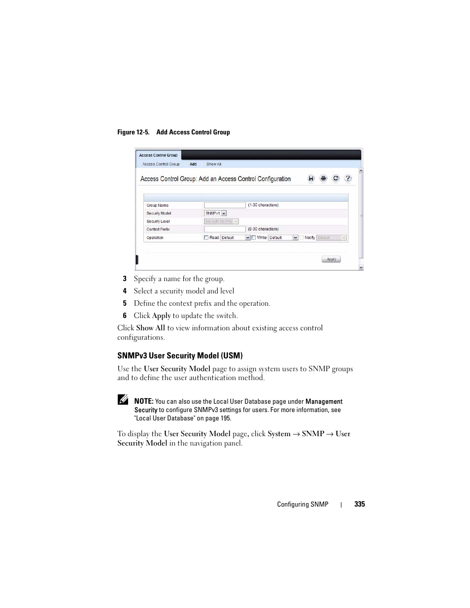 Snmpv3 user security model (usm) | Dell POWEREDGE M1000E User Manual | Page 335 / 1246