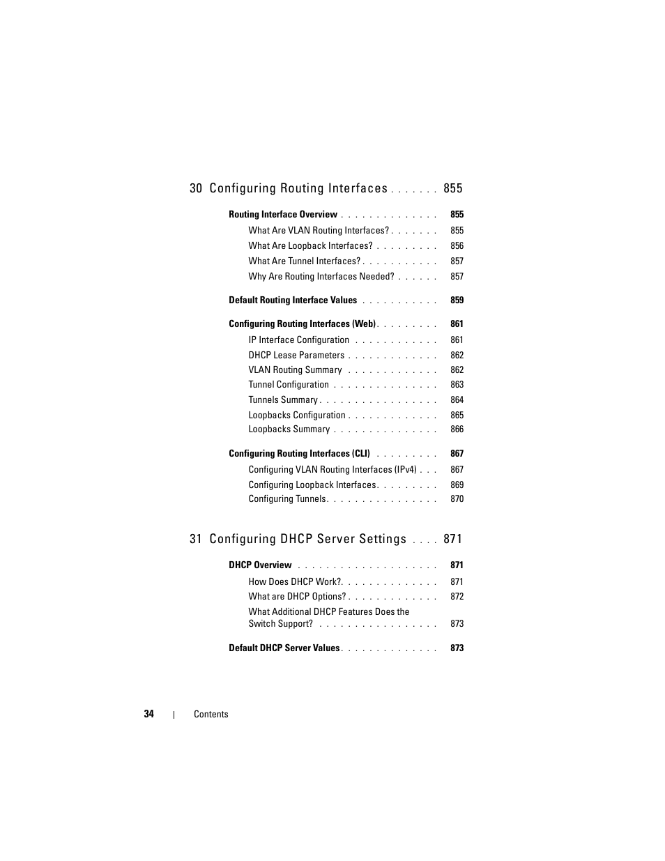30 configuring routing interfaces, 31 configuring dhcp server settings | Dell POWEREDGE M1000E User Manual | Page 34 / 1246