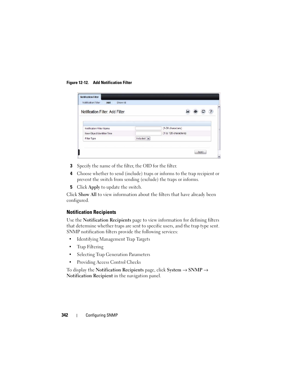 Notification recipients | Dell POWEREDGE M1000E User Manual | Page 342 / 1246