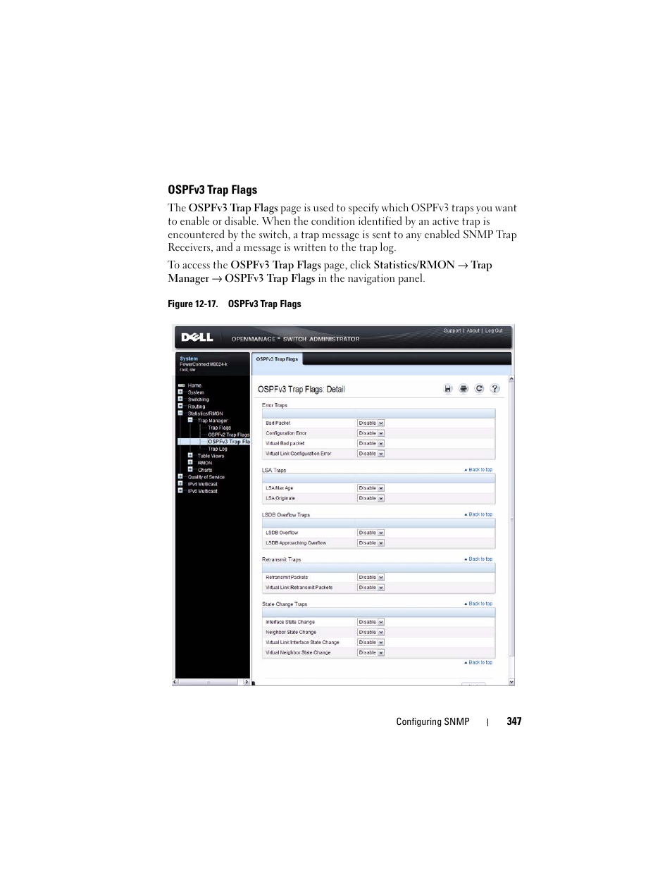 Ospfv3 trap flags | Dell POWEREDGE M1000E User Manual | Page 347 / 1246