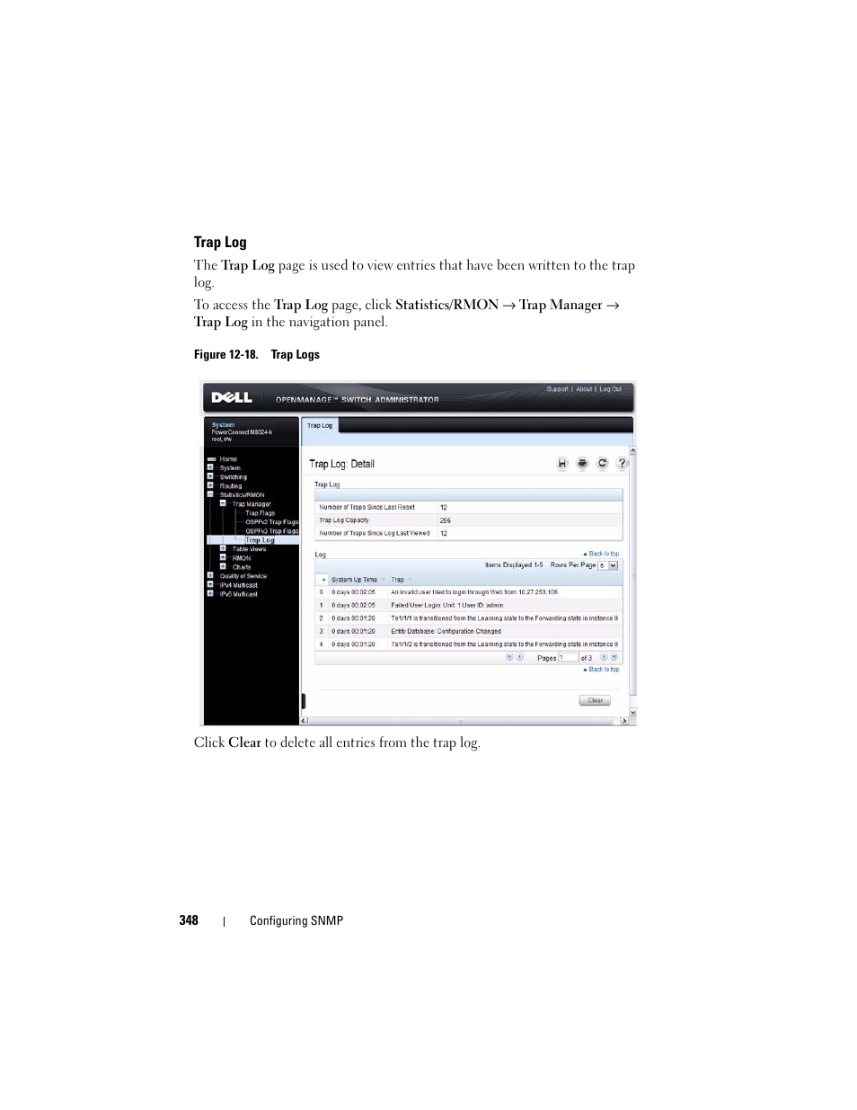 Trap log | Dell POWEREDGE M1000E User Manual | Page 348 / 1246