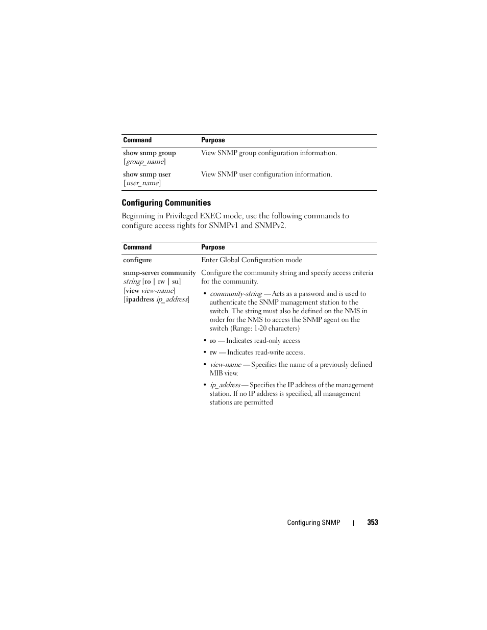 Configuring communities | Dell POWEREDGE M1000E User Manual | Page 353 / 1246