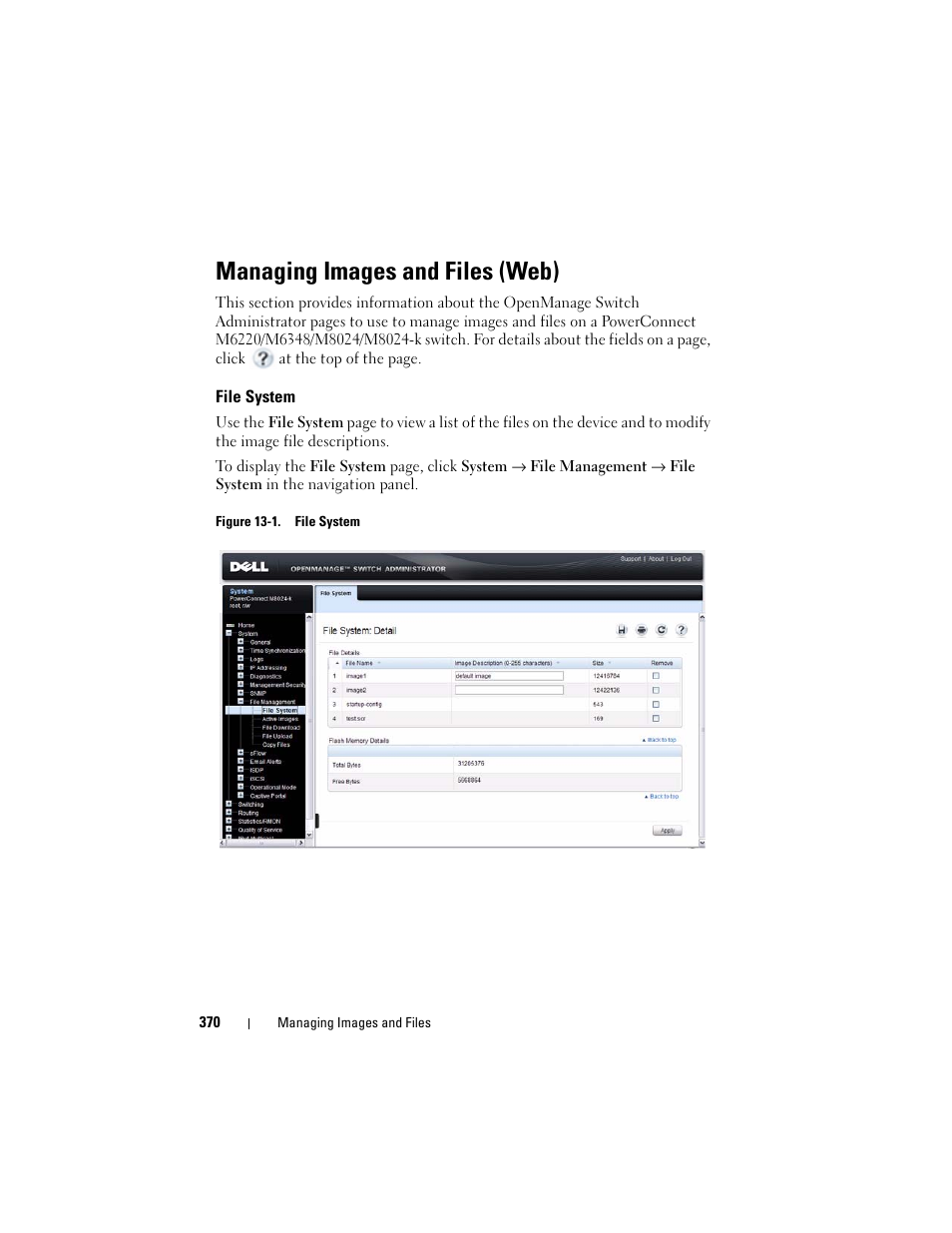 Managing images and files (web), File system | Dell POWEREDGE M1000E User Manual | Page 370 / 1246