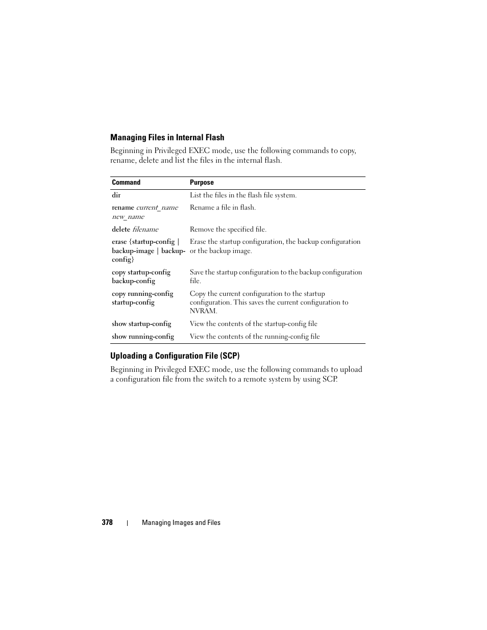 Managing files in internal flash, Uploading a configuration file (scp) | Dell POWEREDGE M1000E User Manual | Page 378 / 1246