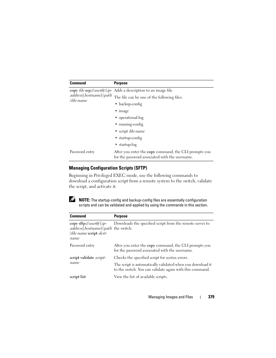 Managing configuration scripts (sftp) | Dell POWEREDGE M1000E User Manual | Page 379 / 1246