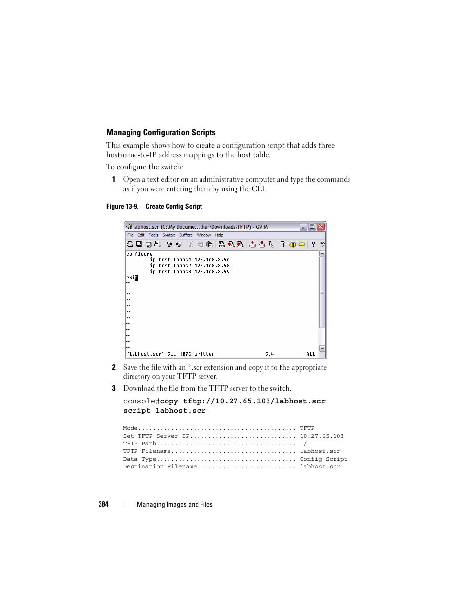 Managing configuration scripts | Dell POWEREDGE M1000E User Manual | Page 384 / 1246